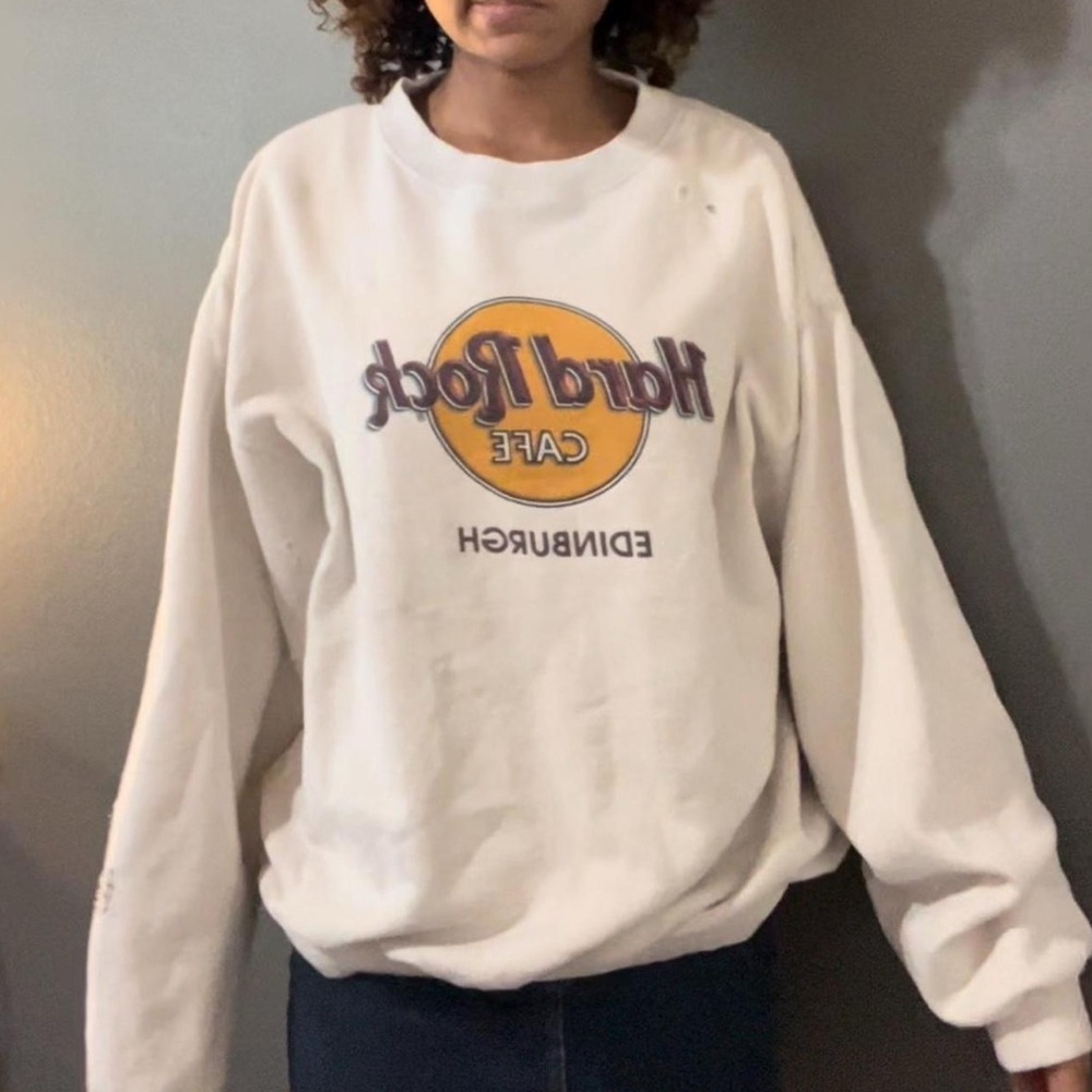 Hard Rock Cafe Cream Sweatshirt with Yellow Logo